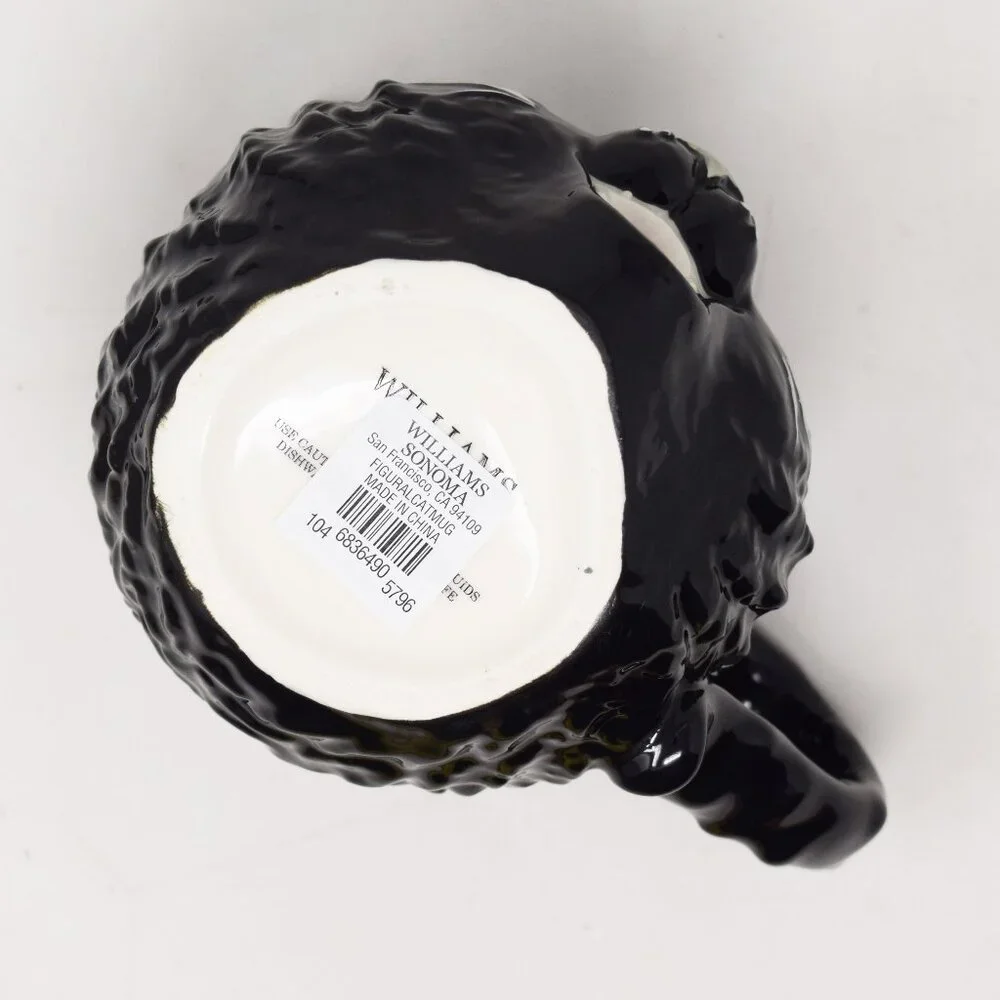 Williams Sonoma Halloween Black Cat Mug 13 oz Figural 3D Cup New Spooky Witchy
